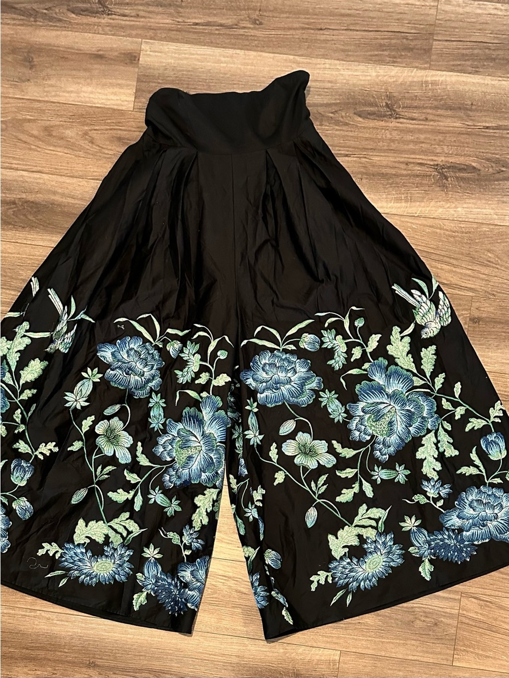 Anthropologie Hutch Strapless Embroidered Black Floral Wide-Leg Jumpsuit - Picture 4 of 12